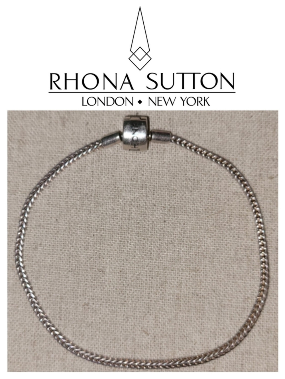 Rhona Sutton Silver Foxtail Chain Bracelet 8" Fits Pandora & Chamilia Charms